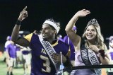 Homecoming King and Queen Kobe Green and Ella May Campos at halftime of the Lemoore football game.